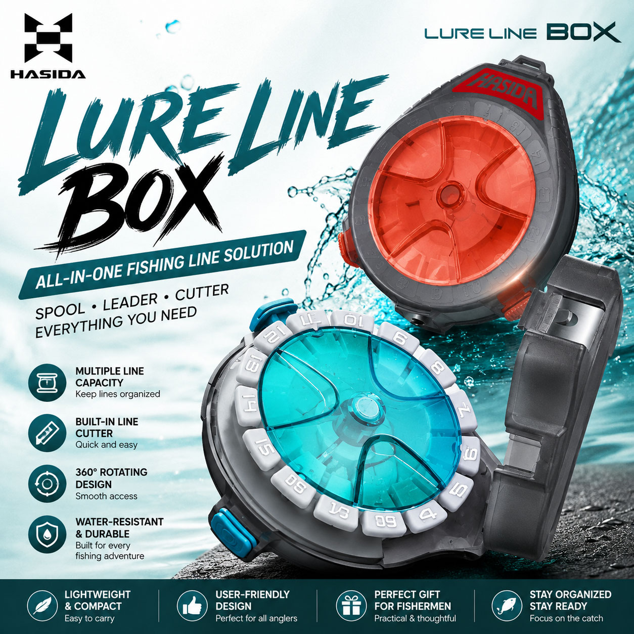 Fishing Line Dispenser - HASIDA Fishing Line Box with Cutter